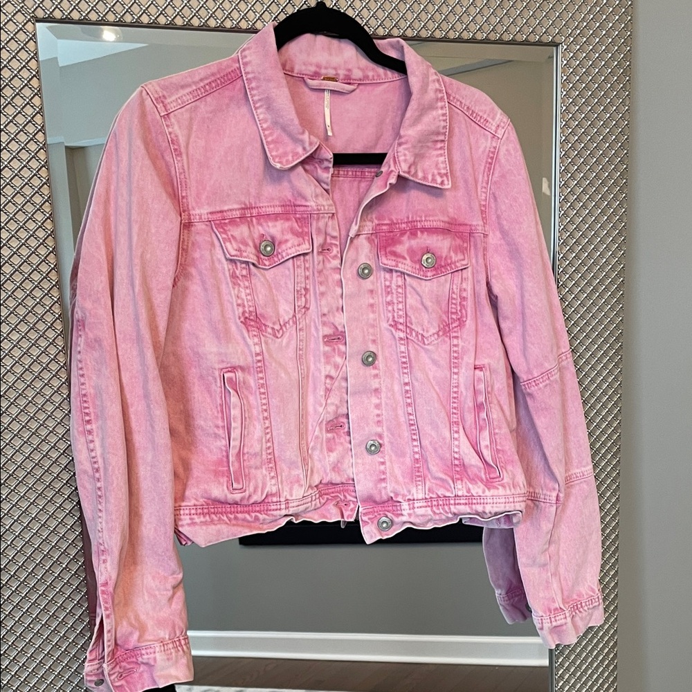 Free People Pink Denim Jacket
